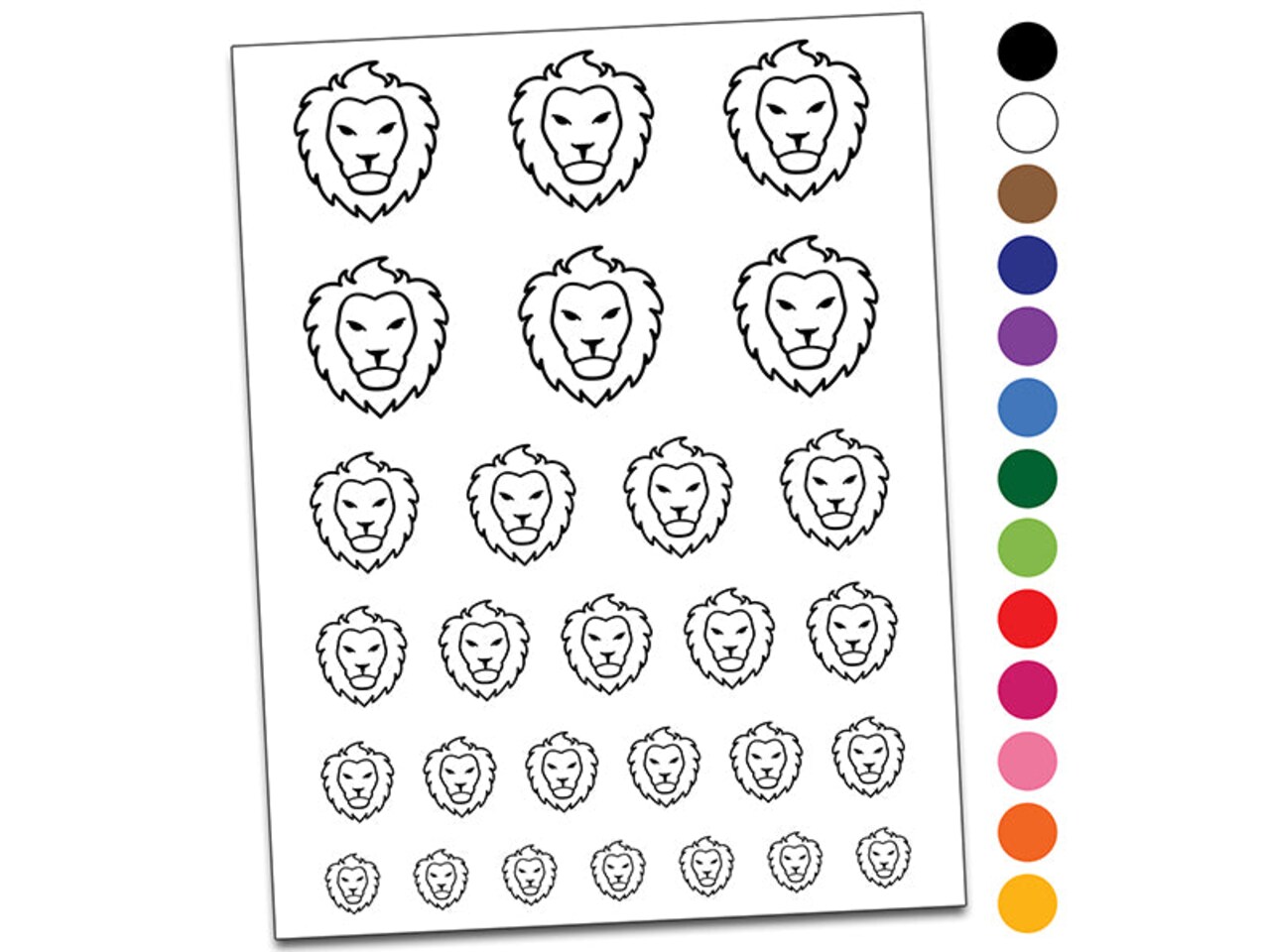 Lion Head Face Temporary Tattoo Water Resistant Fake Body Art Set Collection